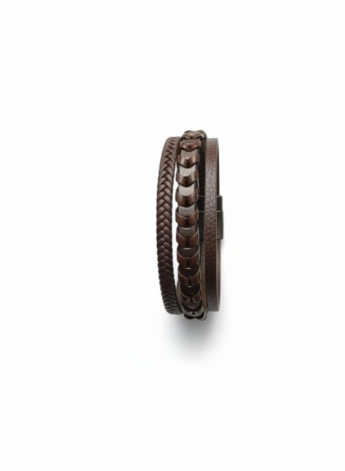 osir Luxury men’s bracelet crafted from premium genuine leather in a distinctive brown color, - Image 1