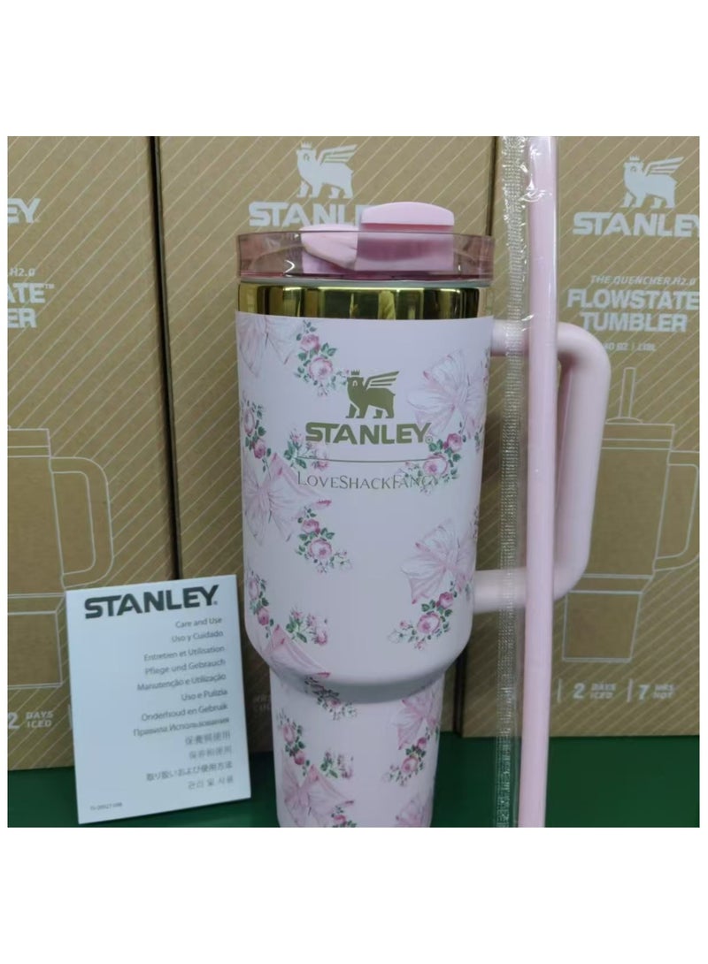 ستانلي IceFlow Stainless Steel Tumbler - Vacuum Insulated Water Bottle for Home, Office or Car Reusable Cup with Straw Leak Resistant Flip Cold for 12 Hours or Iced for 2 Days, 30oz