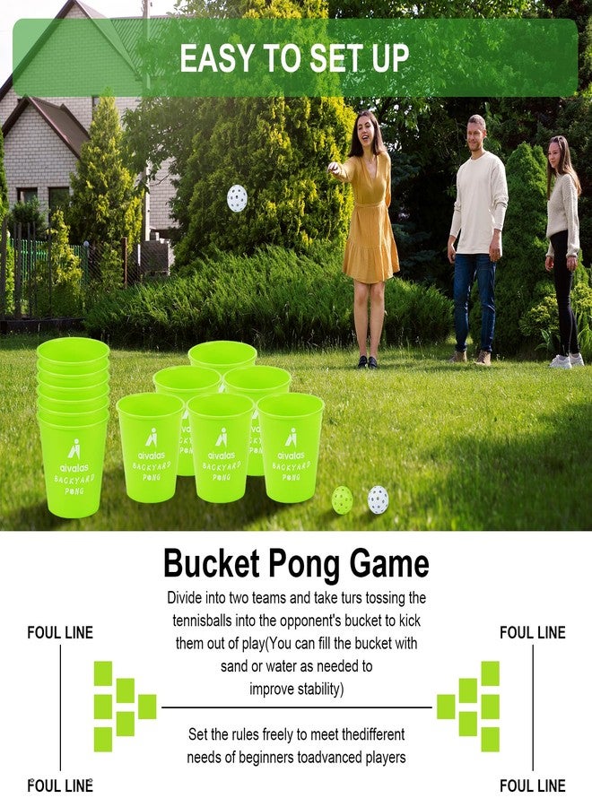 Aivalas Yard Pong Outdoor Games Glow Set in Dark, Giant Yard Pong Game for Adults and Family with 12 Buckets, 4 Balls and a Carrying Bag, Giant Pong for Beach, Camping, Lawn and Backyard - Image 5