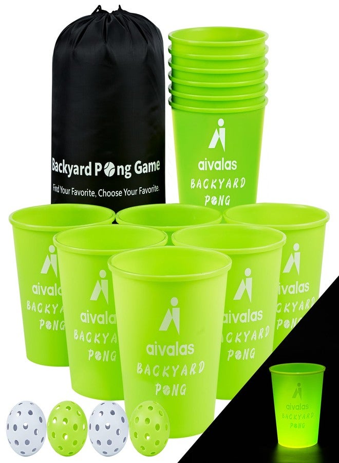 Aivalas Yard Pong Outdoor Games Glow Set in Dark, Giant Yard Pong Game for Adults and Family with 12 Buckets, 4 Balls and a Carrying Bag, Giant Pong for Beach, Camping, Lawn and Backyard - Image 1