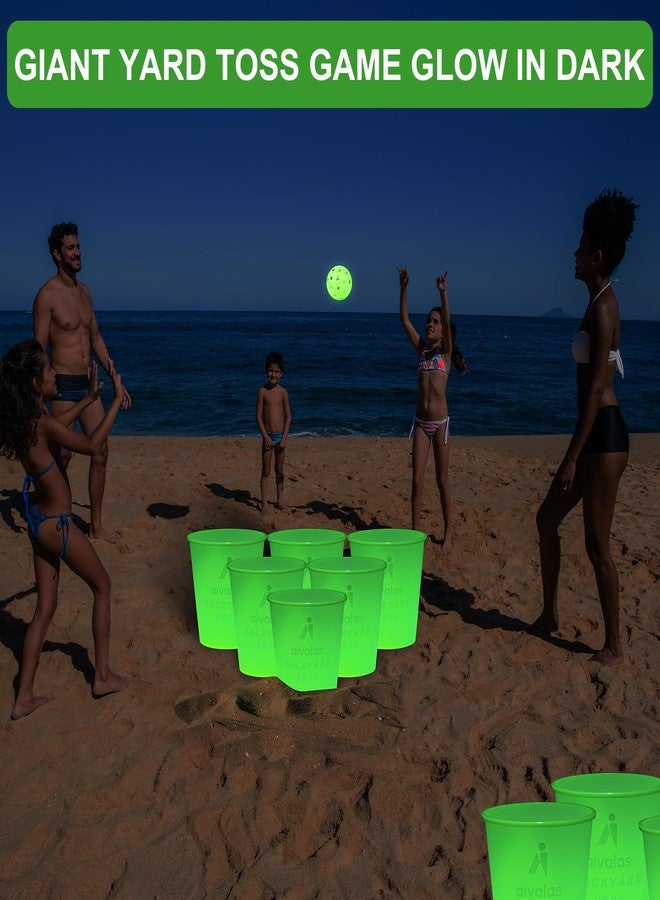Aivalas Yard Pong Outdoor Games Glow Set in Dark, Giant Yard Pong Game for Adults and Family with 12 Buckets, 4 Balls and a Carrying Bag, Giant Pong for Beach, Camping, Lawn and Backyard - Image 3