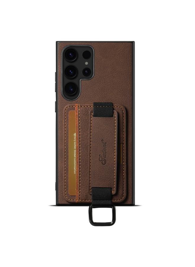 Suteni Case For Samsung Galaxy S24 Ultra 5G H13 Litchi Leather Wrist Strap Wallet Back Phone Case - Image 1