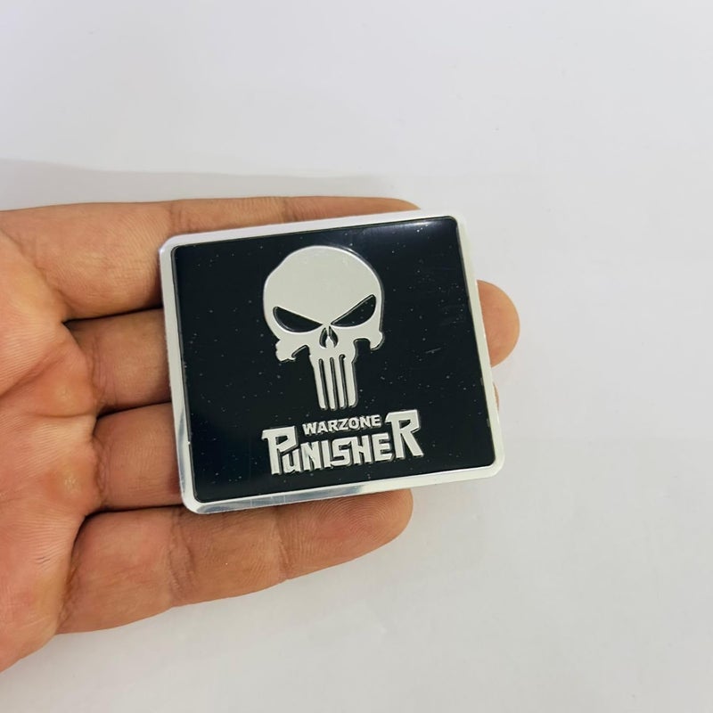 AUTO MT Emblems for Car & Bike Metal Lo.go and Grill Me.tal Lo.go, Auto Accessories for Car Emblem 3D Badge Auto Racing Sport Sticker Grand Tourer Decal. (Chrome Black Square Punisher Slim Logo.) - Image 2