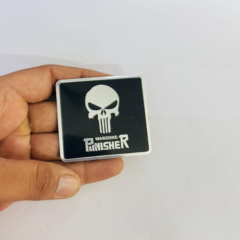 AUTO MT Emblems for Car & Bike Metal Lo.go and Grill Me.tal Lo.go, Auto Accessories for Car Emblem 3D Badge Auto Racing Sport Sticker Grand Tourer Decal. (Chrome Black Square Punisher Slim Logo.) - Image 3