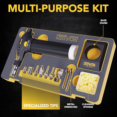LEXIVON Butane Torch MultiFunction Kit Premium SelfIgniting Soldering Station with Adjustable Flame Pro Grade 125Watt Equivalent LX771 - Image 3