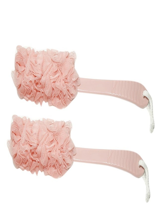 Evolife Plastic Loofah with Long Handle for Bathing | Soft Mesh Back Scrubber for Men & Women | Exfoliating Body Wash Shower Sponge | Gentle Back Rub Loofah | Easy Grip Handle (Pink) - Image 1