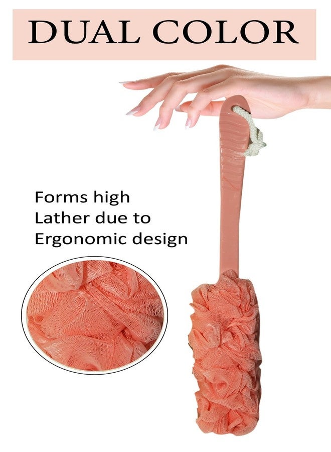 Evolife Plastic Loofah with Long Handle for Bathing | Soft Mesh Back Scrubber for Men & Women | Exfoliating Body Wash Shower Sponge | Gentle Back Rub Loofah | Easy Grip Handle (Pink) - Image 4