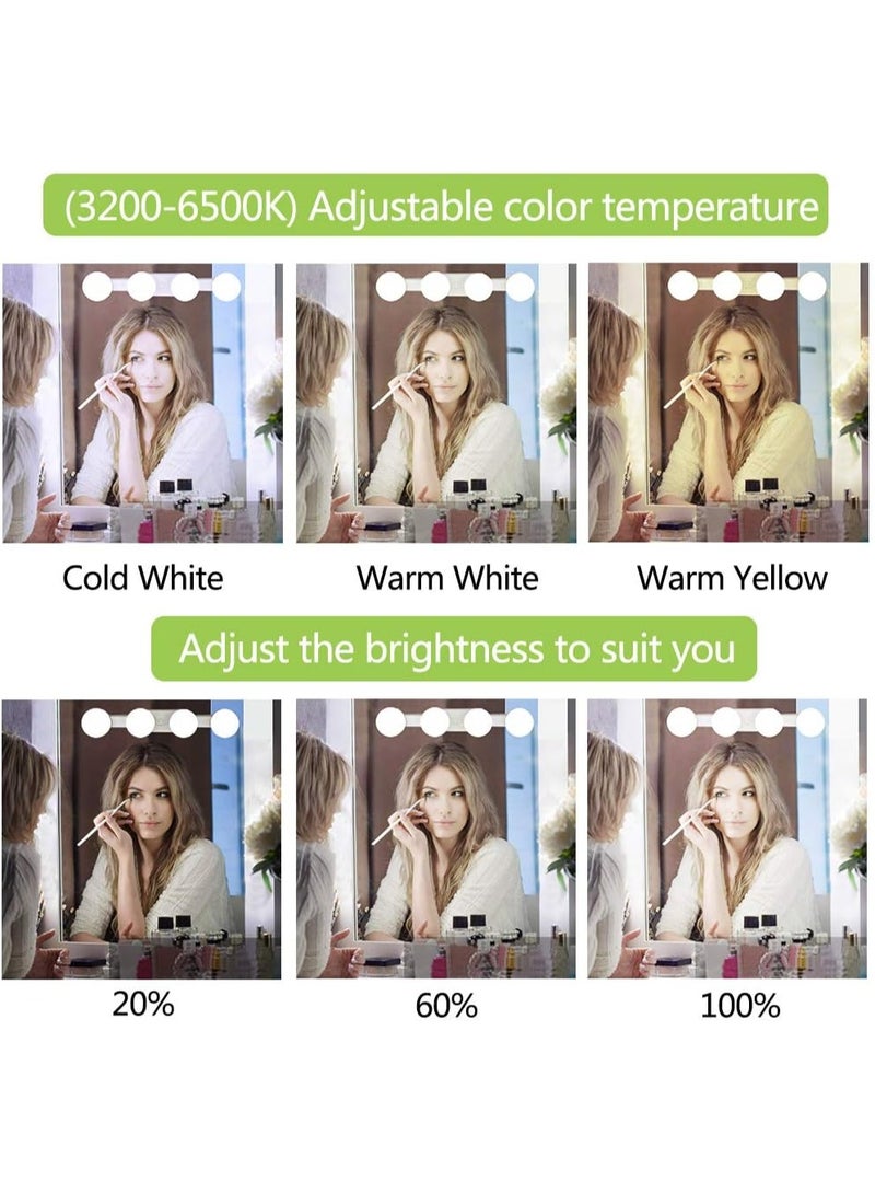 أضواء مكياج لاسلكية محمولة، طقم إضاءة مرآة زينة LED على طراز هوليوود، قابلة لإعادة الشحن عبر منفذ USB، 4 مصابيح قابلة للتعتيم، أضواء متعددة الوظائف تعمل بالبطارية لطاولة الزينة في الحمام (بدون مرآة). - Image 3