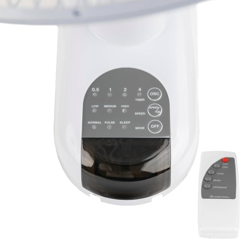 Comfort Zone 16-Inch Wall-Mount Fan with Remote Control in White - Image 2