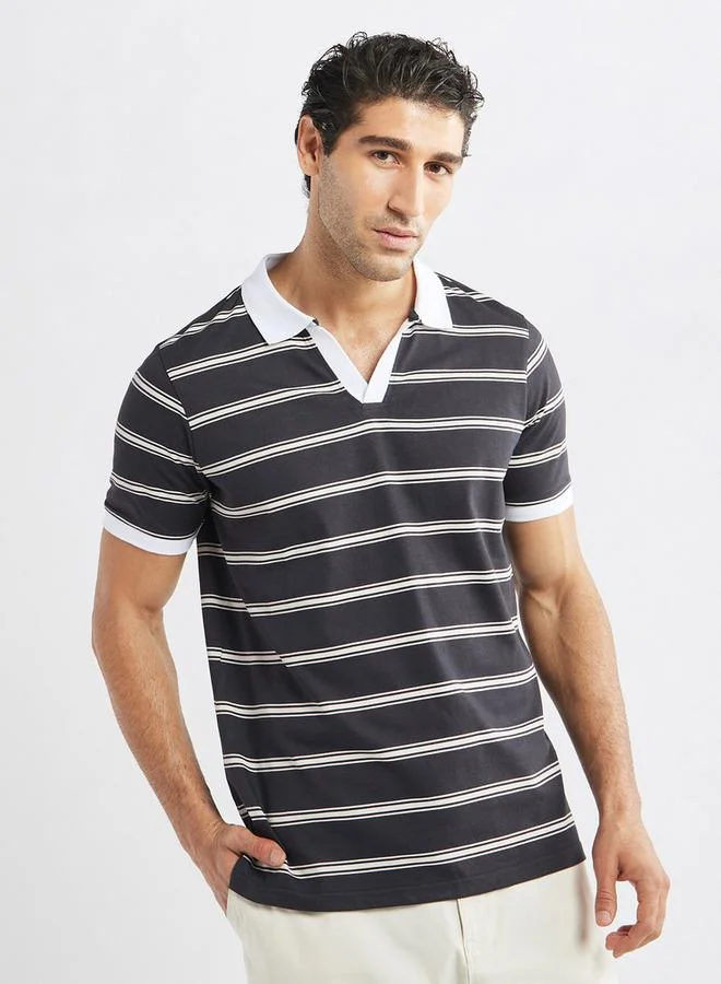 Splash FAV Striped Polo T-shirt with Short Sleeves