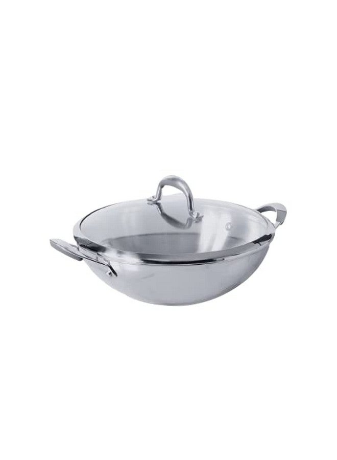 MEYER مقلاة ميار سلكت من الفولاذ المقاوم للصدأ خالية من النيكل مع غطاء زجاجي | مقلاة فولاذية بقاعدة ثلاثية للقلي العميق | متوافقة مع PFOA والغاز والطهي بالحث، 26 سم / 3.25 لتر، فضي