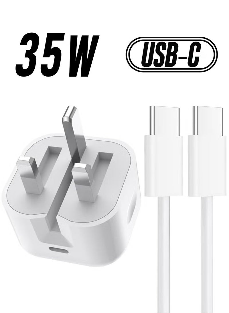 BORTONY iPhone 16 Pro Max/15 Pro Max Charger With USB C Port 35 Watt with 1m iPhone Fast Charging Cable Type C to C for iPhone 16/15 Pro max/15 Pro/15 plus/15, Samsung S24 Ultra and all USB C mobiles / Tabs - Image 1