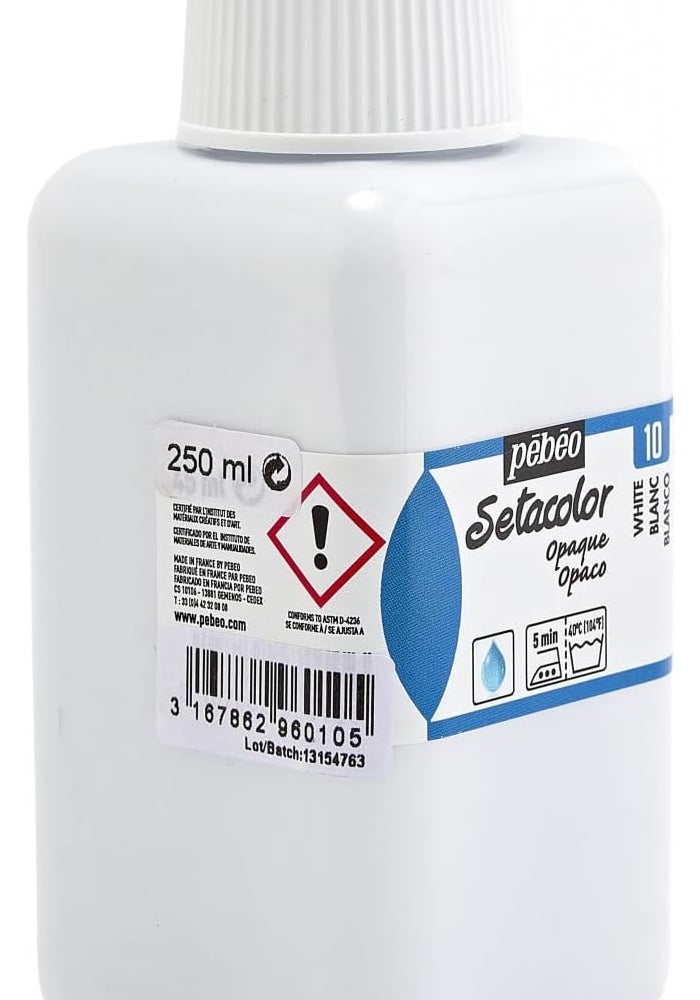 Pebeo Setacolor Opaque Fabric Paint - 250ml White - Image 3