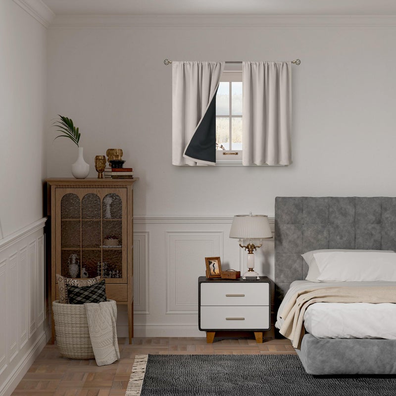 BGment الستائر Bragtle Blackout لنافذة صغيرة معزولة حرارية معزولة كاملة غامق الستائر قضيب صوتي مقاوم للصوت لغرفة النوم 54 بوصة 2 لوحات تعيين كل لوحة قصيرة 42 بوصة الكشمير - Image 2