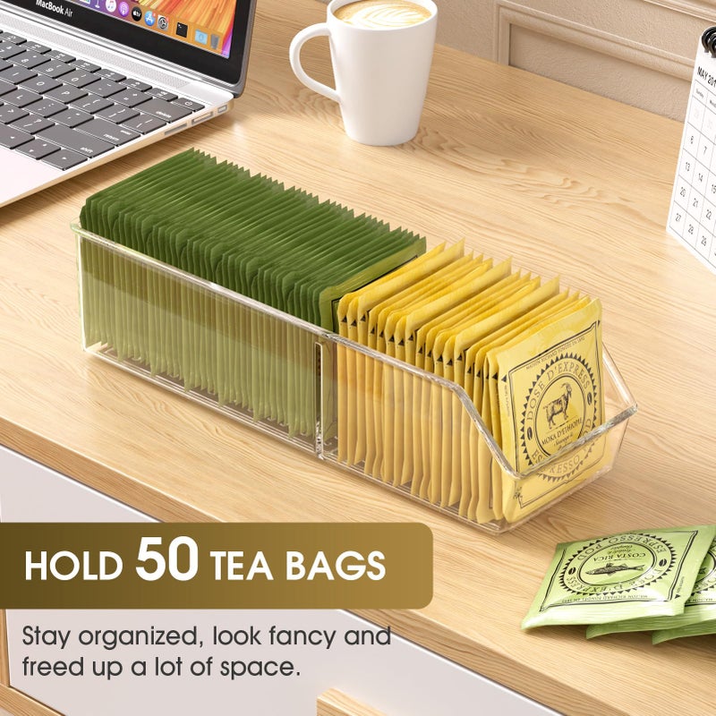 MaxGear Tea Bag Organizer Clear Plastic Tea Bag Storage Holder for Pantry, Kitchen, Cabinet, Countertop, 1 Pack - Image 3