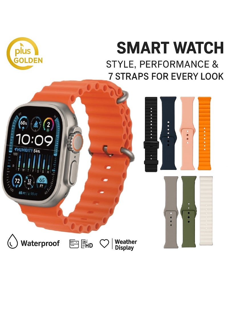 GOLDEN PLUS Smart Watch Waterproof with 7 Interchangeable Straps - Image 1