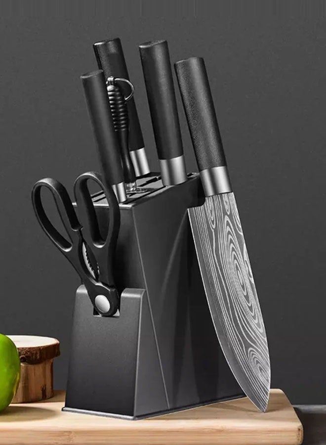 Six-piece kitchen knife set Stainless steel slicing knife Kitchen knife Easy-grip fruit knife Chef knife Mascus pattern knife six-piece set  - Image 1