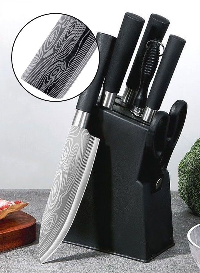 Six-piece kitchen knife set Stainless steel slicing knife Kitchen knife Easy-grip fruit knife Chef knife Mascus pattern knife six-piece set  - Image 2