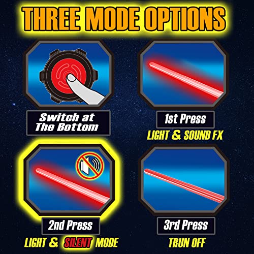 Cawiew 4 Pack Light up Sword Saber with FX Sound (on-Off Control) and Full Retractable Handle, 4 Colors LED Glow in The Dark Toy for Kids Adult - Image 2