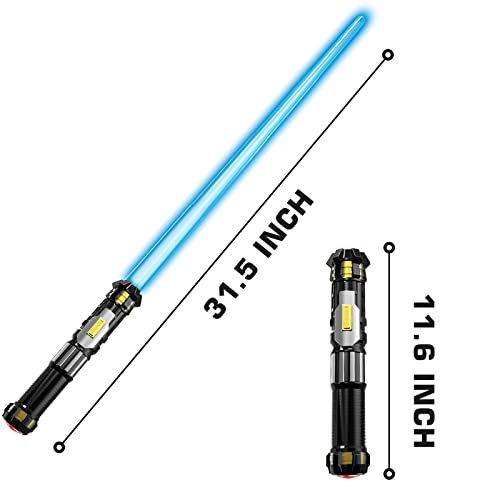 Cawiew 4 Pack Light up Sword Saber with FX Sound (on-Off Control) and Full Retractable Handle, 4 Colors LED Glow in The Dark Toy for Kids Adult - Image 5
