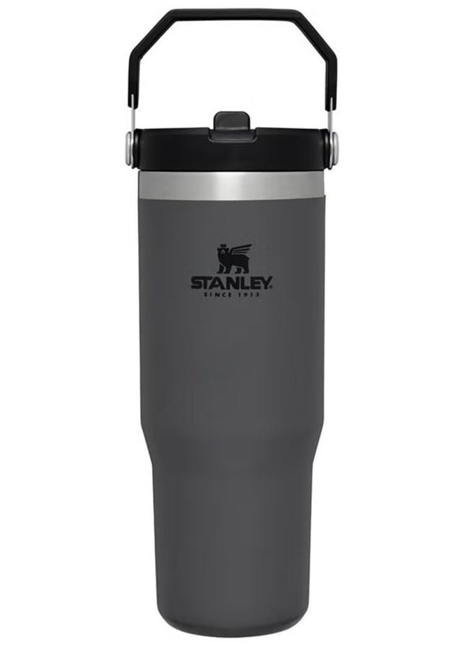 Stanley - STANLEY IceFlow Flip Straw Water Bottle, 0.88L – Vacuum Insulated, Leakproof & BPA-Free – Keeps Water Cold for 12 Hours – Easy-Carry, Dishwasher Safe Stainless Steel Travel Mug (Charcoal) – Perfect for Active Lifestyles & On-the-Go Hydration - Image 1