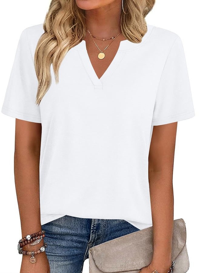 zeagoo Womens Tops Short Sleeve V Neck Tee Shirts Cute Dressy Casual Clothing Business Work Blouse - Image 2