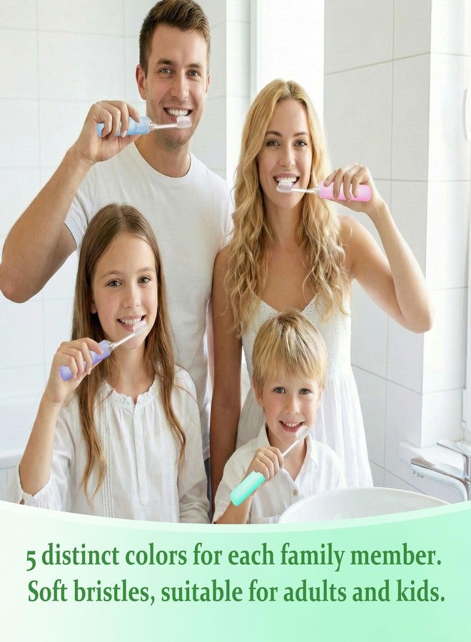 Kocpudu Travel Toothbrush, 5-Color Mini Toothbrush, Individually Packaged, Foldable for Storage, Ideal for Travel, Hotels, and Camping (5-Pack - Image 2