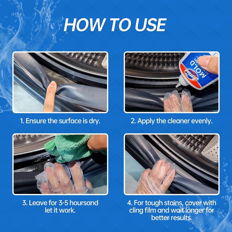 Mold & Mildew Remover Cleaning Gel 8 Fl Oz, Heavy Duty Gel Cleaner for Washing Machine Seals, Bathroom Tiles, Shower Caulk & Grout, Deep Cleaning Gel for Bathroom & Kitchen - Image 4