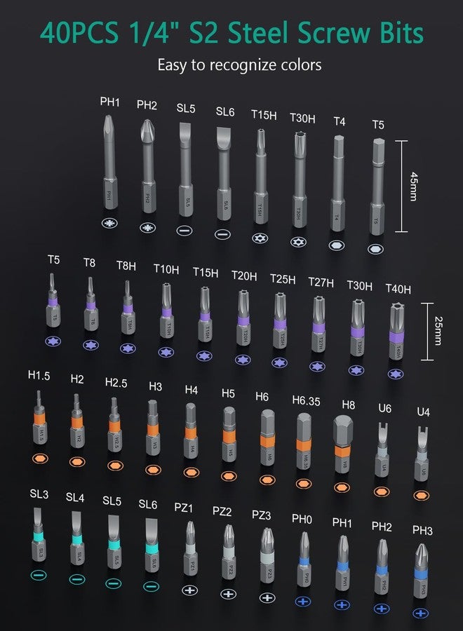 ORIA 42 in 1 Ratchet Screwdriver Set, Magnetic DIY Repair Tool Kit with Detachable Ratchet Handle, Portable Precision Screwdriver Kit with Storage Case, for Furniture, Bicycle, Computer - Image 5
