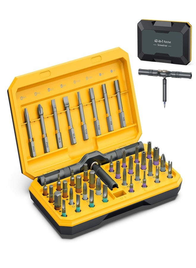 ORIA 42 in 1 Ratchet Screwdriver Set, Magnetic DIY Repair Tool Kit with Detachable Ratchet Handle, Portable Precision Screwdriver Kit with Storage Case, for Furniture, Bicycle, Computer - Image 1