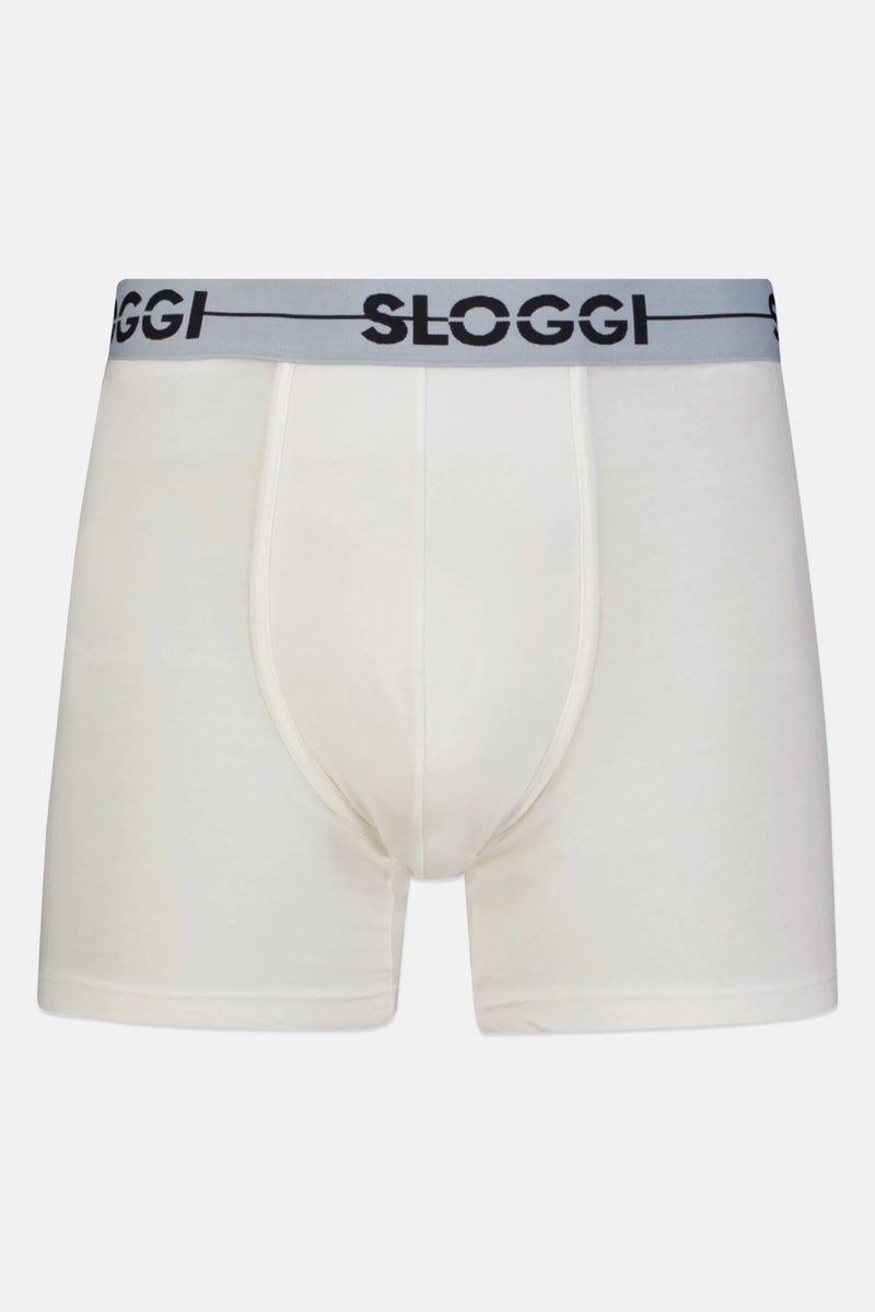 sloggi شورت بوكسر رجالي 3 قطع بشعار العلامة التجارية، أبيض - Image 2