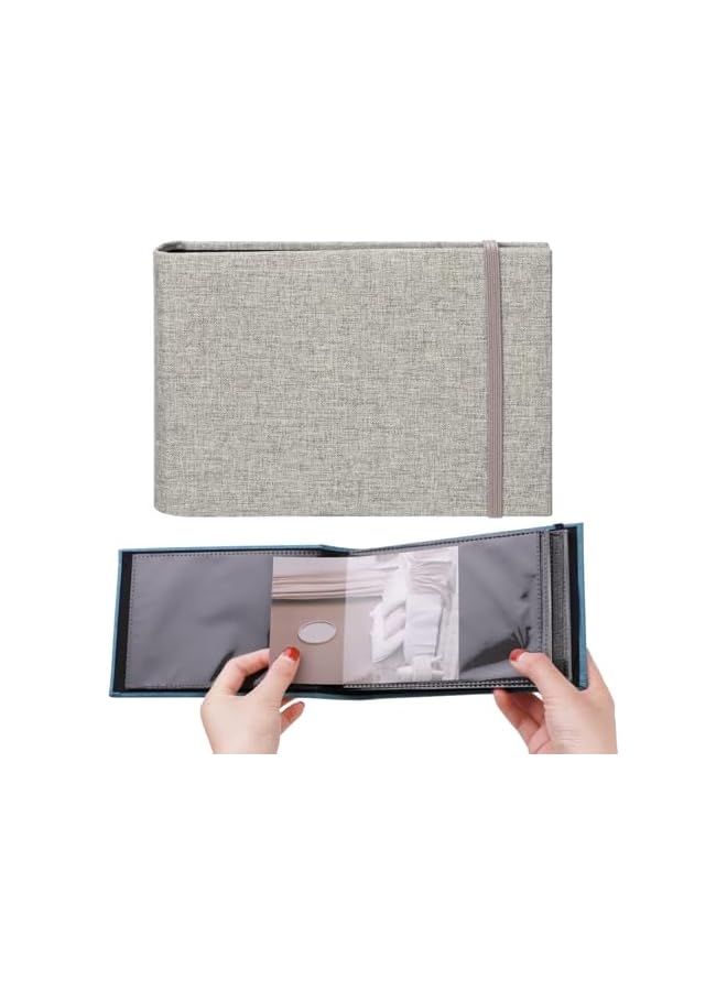 The Bros 2Pcs Small Photo Album 4X6, 100 Pockets Photo Book Linen Cover, Portable Picture Albums for Baby, Family, Wedding, Anniversary (Blue, Gray(2PCS)) - Image 2