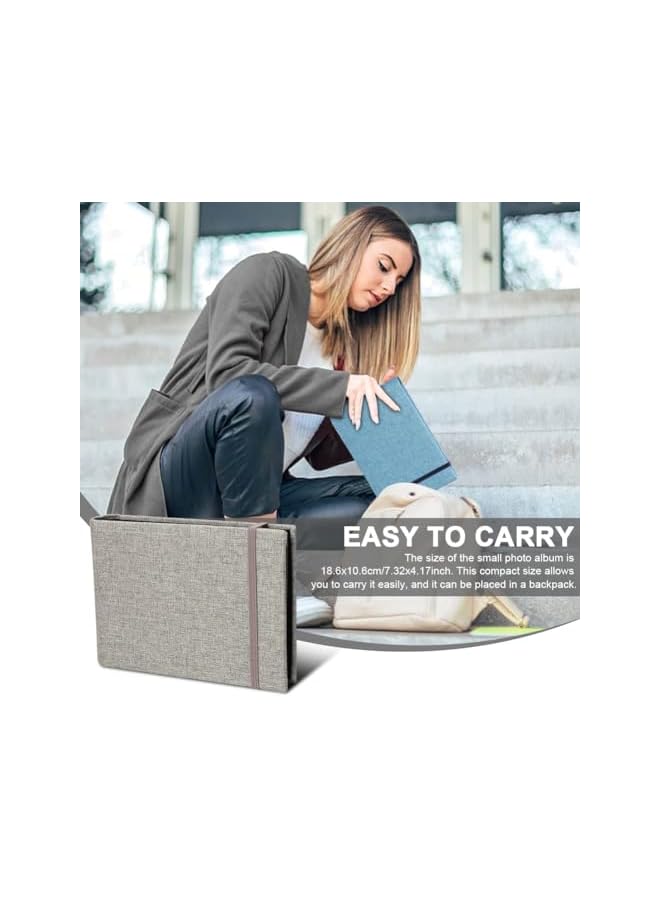 The Bros 2Pcs Small Photo Album 4X6, 100 Pockets Photo Book Linen Cover, Portable Picture Albums for Baby, Family, Wedding, Anniversary (Blue, Gray(2PCS)) - Image 4