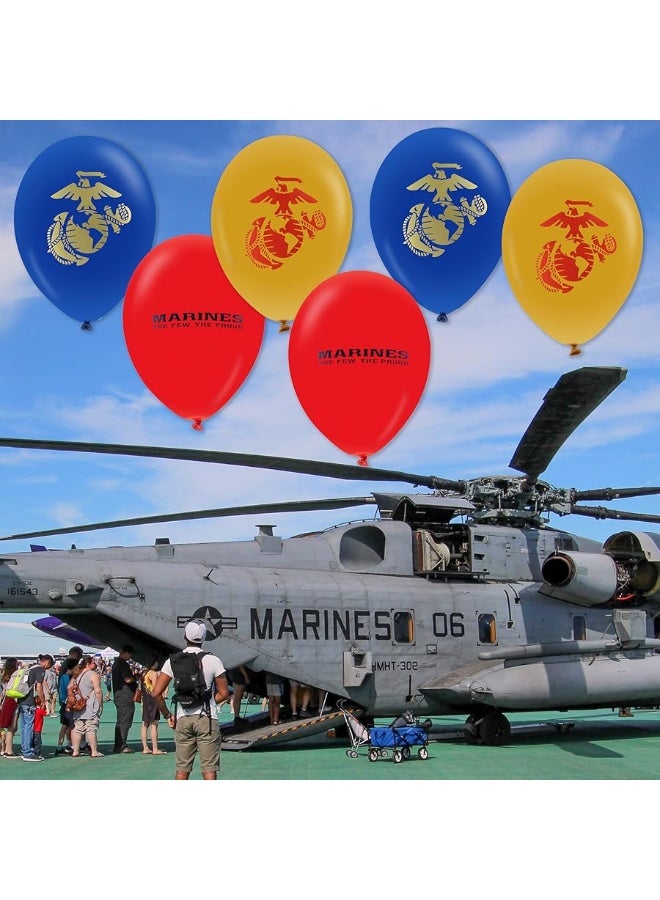 Havercamp U.S. Marines Party Balloons (12pcs) 12â€ Latex Balloons in Red, Gold, and Blue with contrasting print on 2 sides. Officially Licensed with U.S.Marines Made in Italy by Havercamp. - Image 2