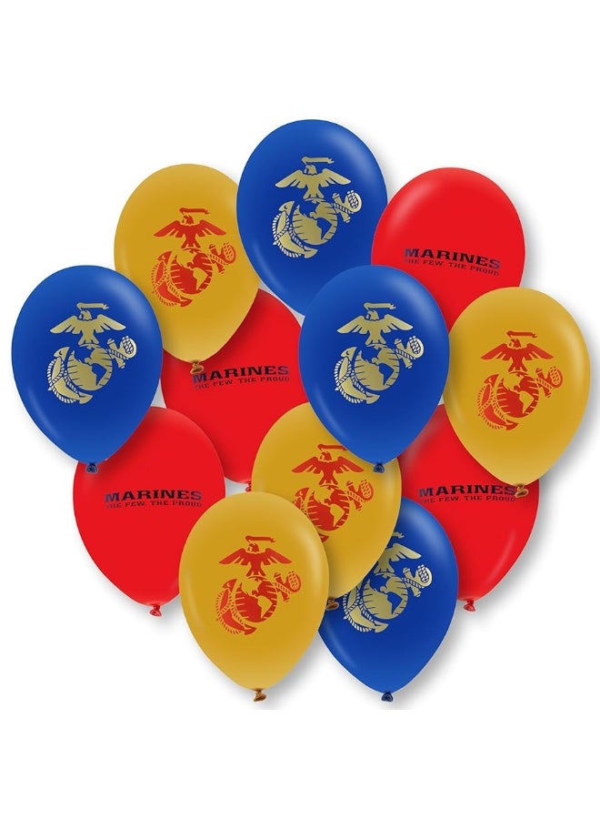 Havercamp U.S. Marines Party Balloons (12pcs) 12â€ Latex Balloons in Red, Gold, and Blue with contrasting print on 2 sides. Officially Licensed with U.S.Marines Made in Italy by Havercamp. - Image 4