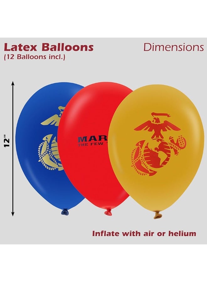 Havercamp U.S. Marines Party Balloons (12pcs) 12â€ Latex Balloons in Red, Gold, and Blue with contrasting print on 2 sides. Officially Licensed with U.S.Marines Made in Italy by Havercamp. - Image 5