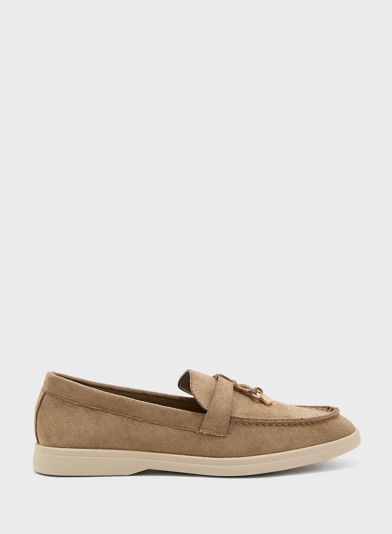 Truffle Faux Suede Moccassins