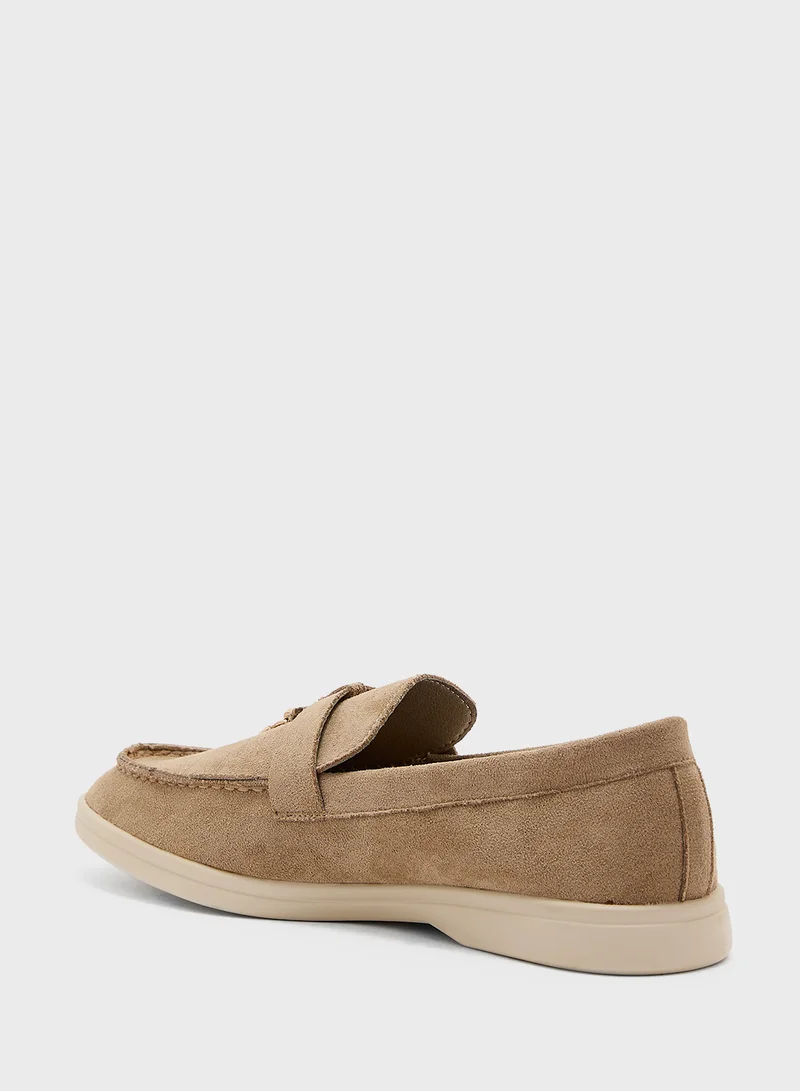 Truffle Faux Suede Moccassins