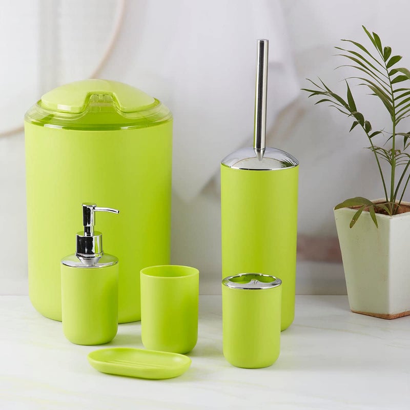 SASASA SaSaSa Acrylic Bathroom Accessories Set of 6, Modern Acrylic Bath Set with Liquid Soap Dispenser, Dustbin, Toilet Brush and Toothbrush Holder, Bathroom Accessory Set Gift Items for Home (775)  - Image 4