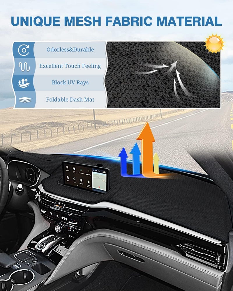FIILINES Daily life matching design Dash Cover Compatible with Acura MDX 2024 2023 2022 Dashboard Mat Cover MDX Accessories Dash Cover 2022 2023 2024 Sunshade Nonslip Mesh Protector No Glare Simple multi-feature universal build - Image 3
