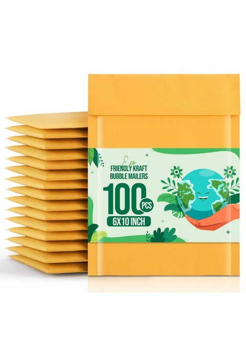 Bubble Mailer 6X10 Ecofriendly 100 Pack Padded Envelopes Usable Size 6X9 Durable Kraft Bubble Envelopes For Cds Video Games Book Thick Padded Mailers 0 Small Bubble Mailers Yellow