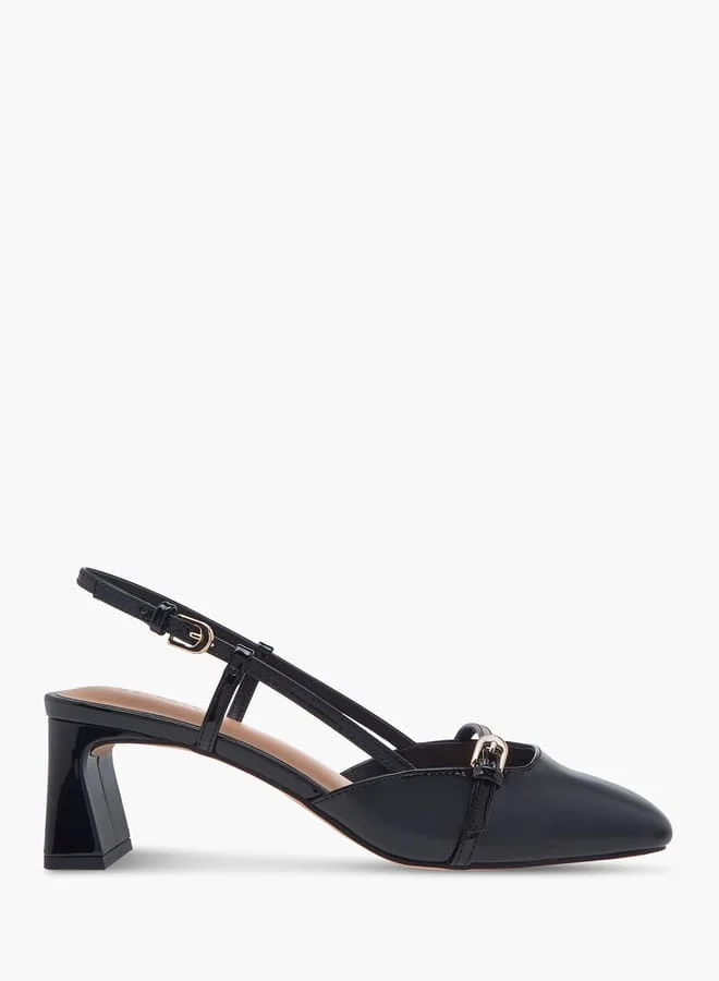 Celeste Women's Solid Shoes with Buckle Closure and Block Heels