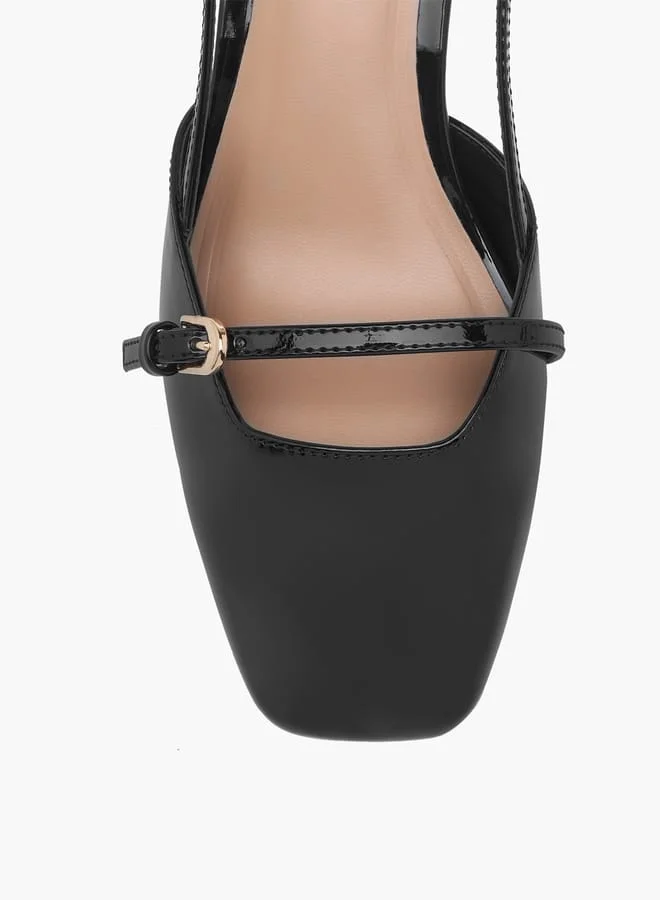 Celeste Women's Solid Shoes with Buckle Closure and Block Heels