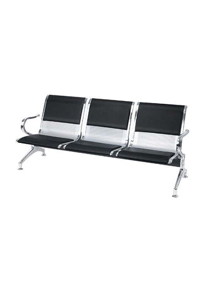 KARNAK 3-Seater Visitor Chair with Black Seat – Metal Frame Airport Waiting Chair for Office, Hospital, School, Reception & Lobby Areas 
