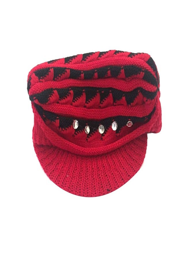 V3E Women's & Girl's Woolen Cap (Red)