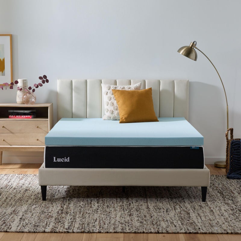 Lucid 3 Inch Memory Foam Mattress Topper, Full Size â€“ Cooling Gel Bed Topper â€“ Preassure-Relieving Deep Plush Feel â€“ Ventilated Breathable Design â€“ CertiPur Certified - Dorm Room Essentials - Image 1