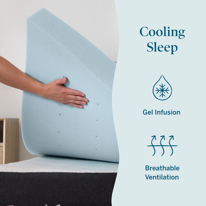 Lucid 3 Inch Memory Foam Mattress Topper, Full Size â€“ Cooling Gel Bed Topper â€“ Preassure-Relieving Deep Plush Feel â€“ Ventilated Breathable Design â€“ CertiPur Certified - Dorm Room Essentials - Image 2