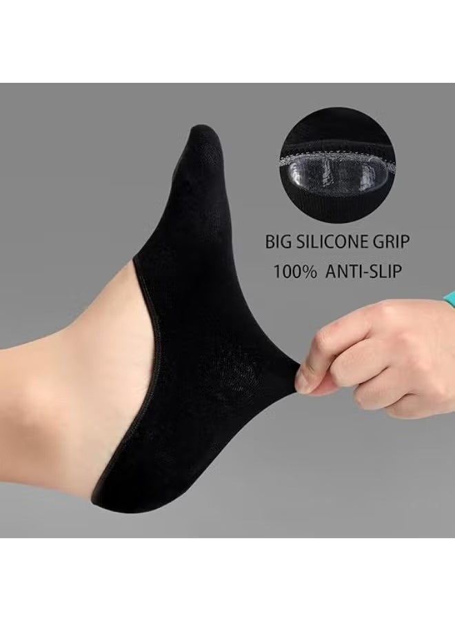 5 Pack Mens No Show Socks Casual Low Cut Thin Loafers Non Slip Boat Linersmen's Boat Socks, Spring, Fall And Summer Anti-Odor Low-Top Shallow Silicone Non-Slip Invisible Socks.5 Pairs Of Mens No Show Socks Casual Low Cut Thin Loafers Non Slip Boat Liners - Image 3