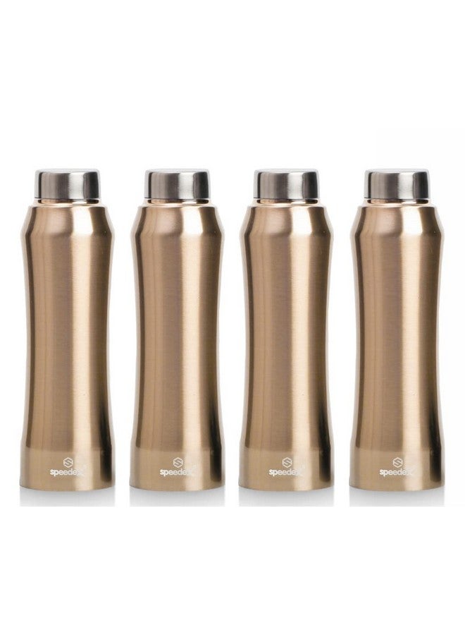 Speedex Stainless Steel Gold Water Bottle 1 Litre with Steel Cap - Leak-Proof, Durable, Lightweight | Ideal for Kids, Adults, Office, School, Travel | Pack of 4, Set of 4, Combo of 4 (1000ml Each) - Image 1