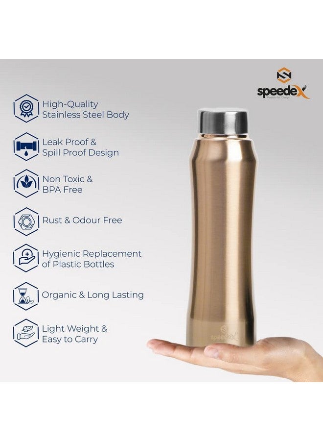Speedex Stainless Steel Gold Water Bottle 1 Litre with Steel Cap - Leak-Proof, Durable, Lightweight | Ideal for Kids, Adults, Office, School, Travel | Pack of 4, Set of 4, Combo of 4 (1000ml Each) - Image 3